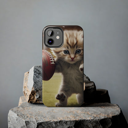 Football Kitty Fantasy: Feline Cat American Sport Quarterback - Tough Phone Cases