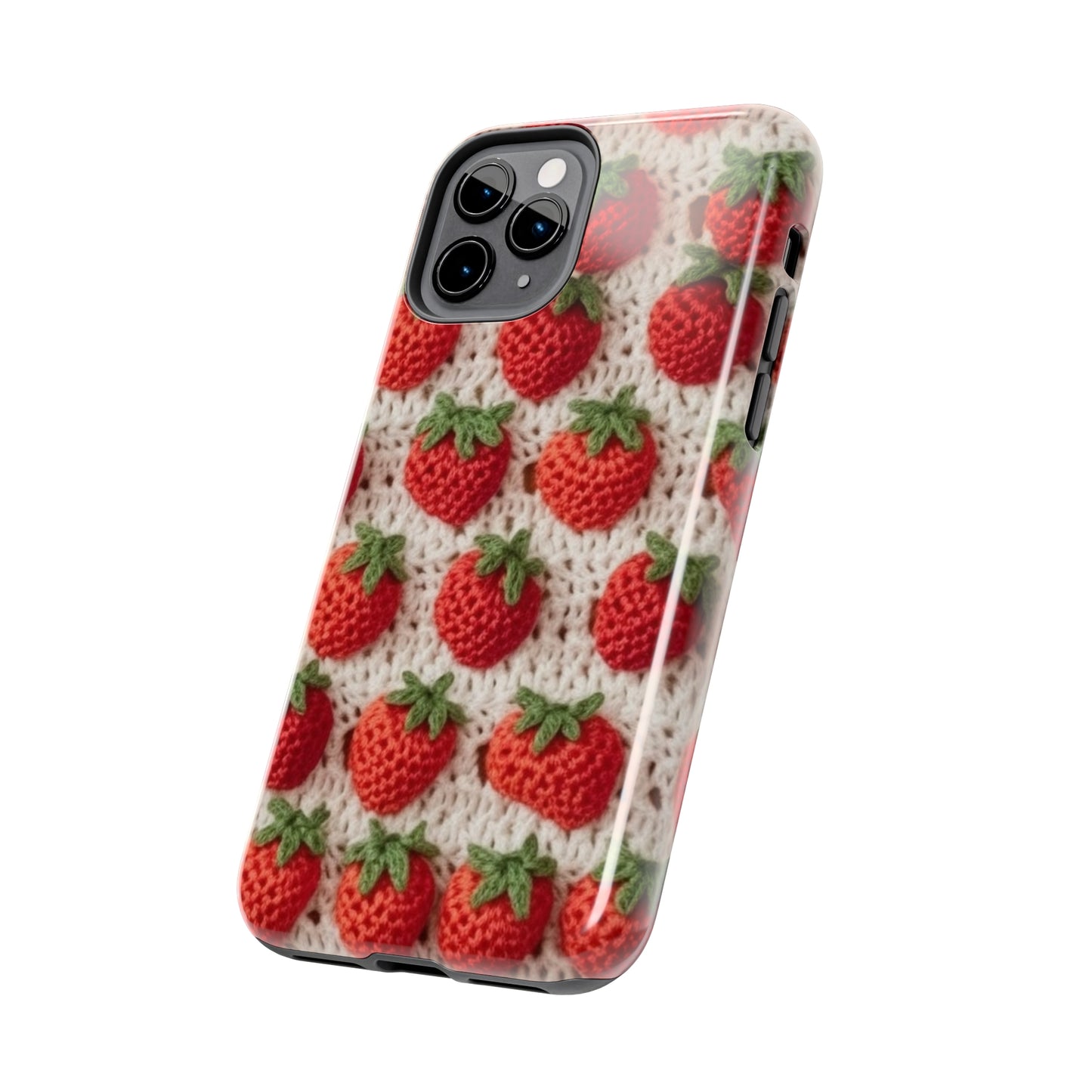 Strawberry Traditional Japanese, Crochet Craft, Fruit Design, Red Berry Pattern - Tough Phone Cases