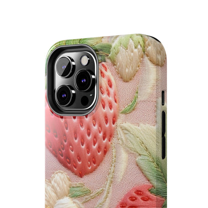 Red Berry Strawberries - Embroid Fruit - Healthy Crop Feast Food Design - Tough Phone Cases