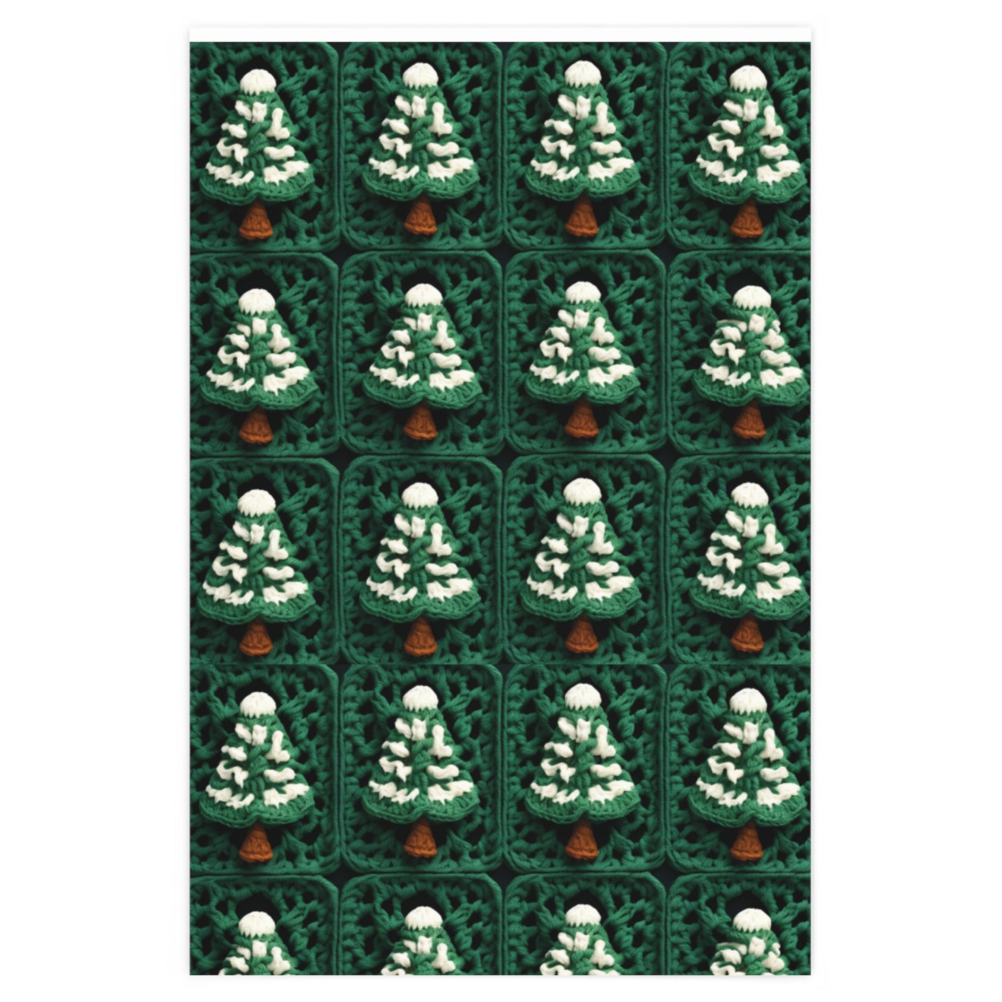 Evergreen Christmas Trees Crochet, Festive Pine Tree Holiday Craft, Yuletide Forest, Winter - Wrapping Paper