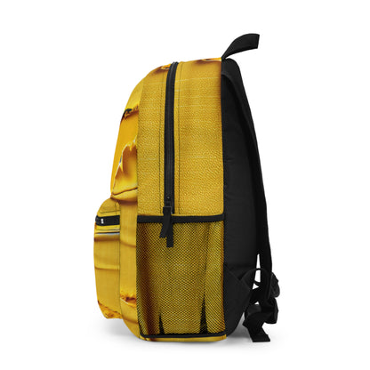 Banana Yellow Lemon: Bold Distressed, Denim-Inspired Fabric - Backpack