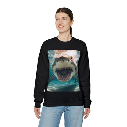 Bull Shark: River Monster Menace - Realistic Dark Water Predator - Unisex Heavy Blend™ Crewneck Sweatshirt