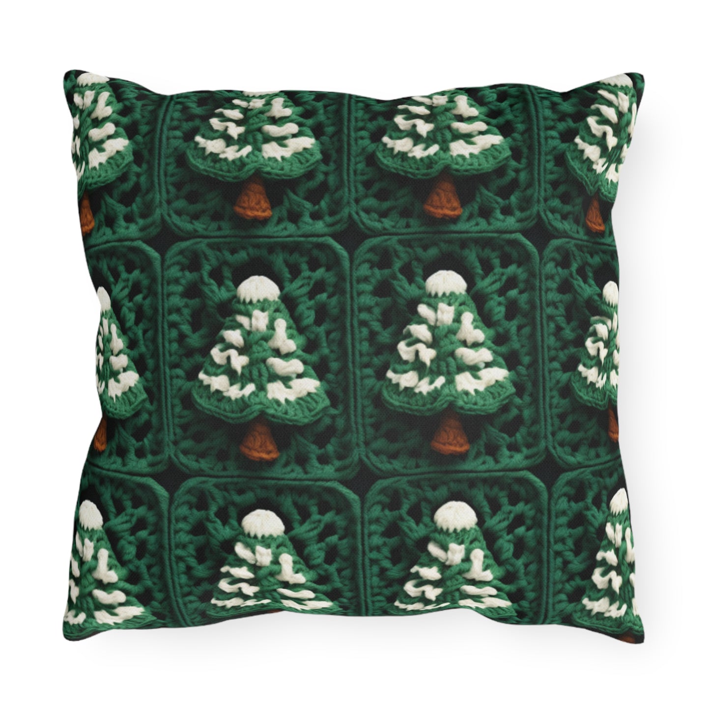 Evergreen Christmas Trees Crochet, Festive Pine Tree Holiday Craft, Yuletide Forest, Winter - Outdoor Pillows