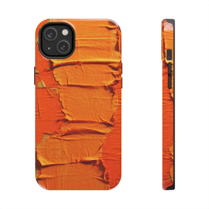 Fiery Citrus Orange: Edgy Distressed, Denim-Inspired Fabric - Tough Phone Cases