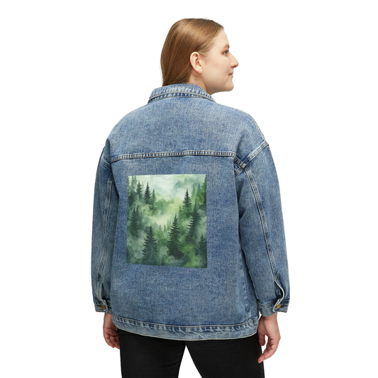 Forest Adventure Graphic, Gift, Women's Denim Jacket