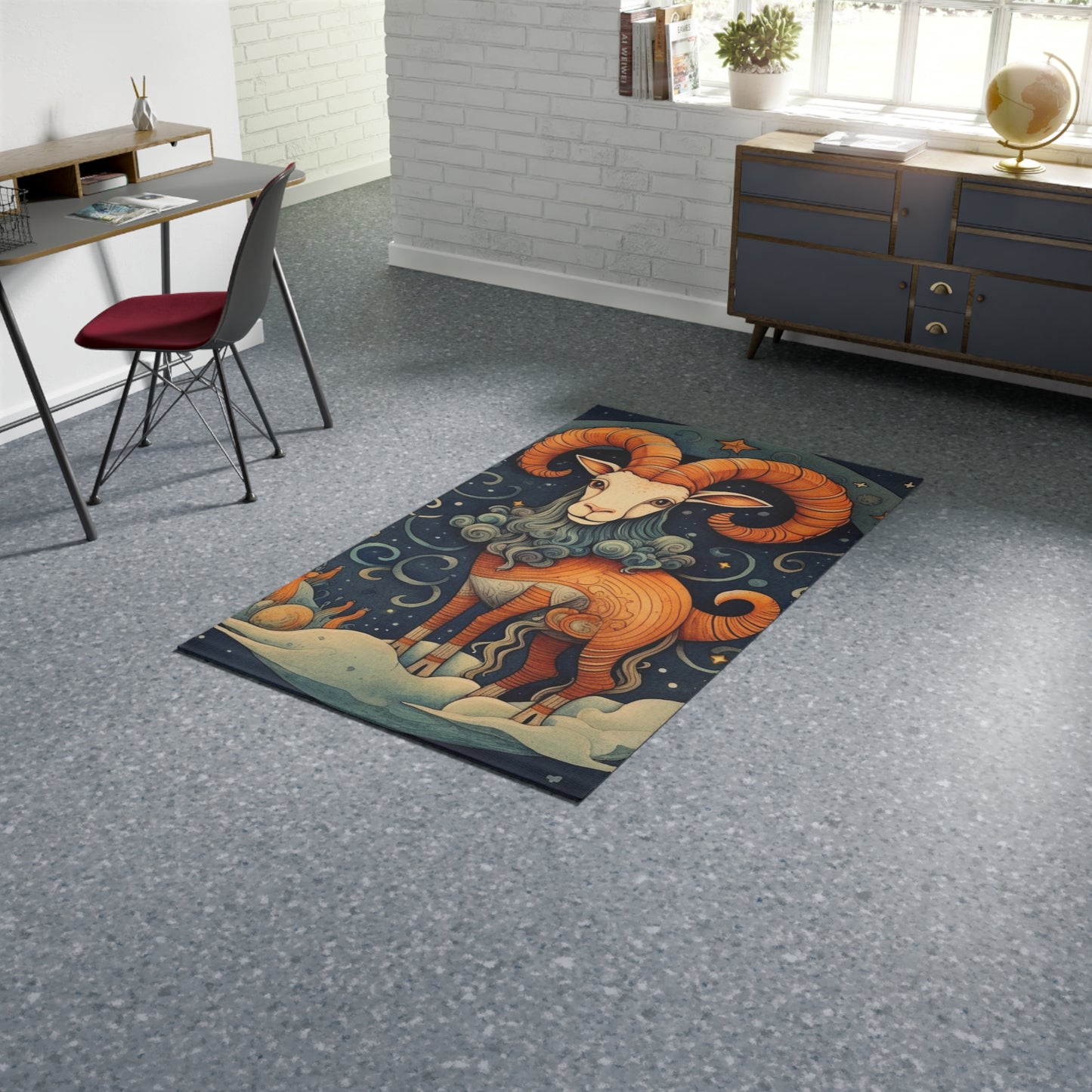 Capricorn Zodiac Children's Book Style Humorous Design - Dobby Rug