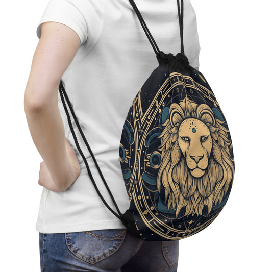 Leo Zodiac Sign - Mystic Circle Astrology Art Cosmic constellation - Drawstring Bag