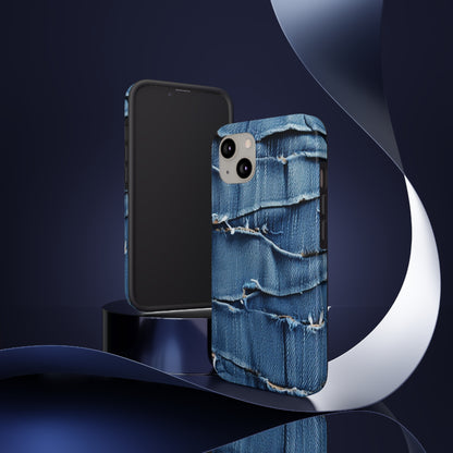 Midnight Blue Distressed Denim: Rugged, Torn & Stylish Design - Tough Phone Cases