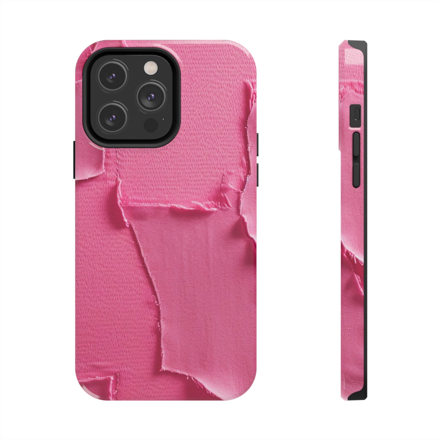 Distressed Neon Pink: Edgy, Ripped Denim-Inspired Doll Fabric - Tough Phone Cases