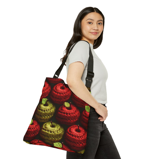 Crochet Apple Amigurumi - Big American Red Apples - Healthy Fruit Snack Design - Adjustable Tote Bag (AOP)