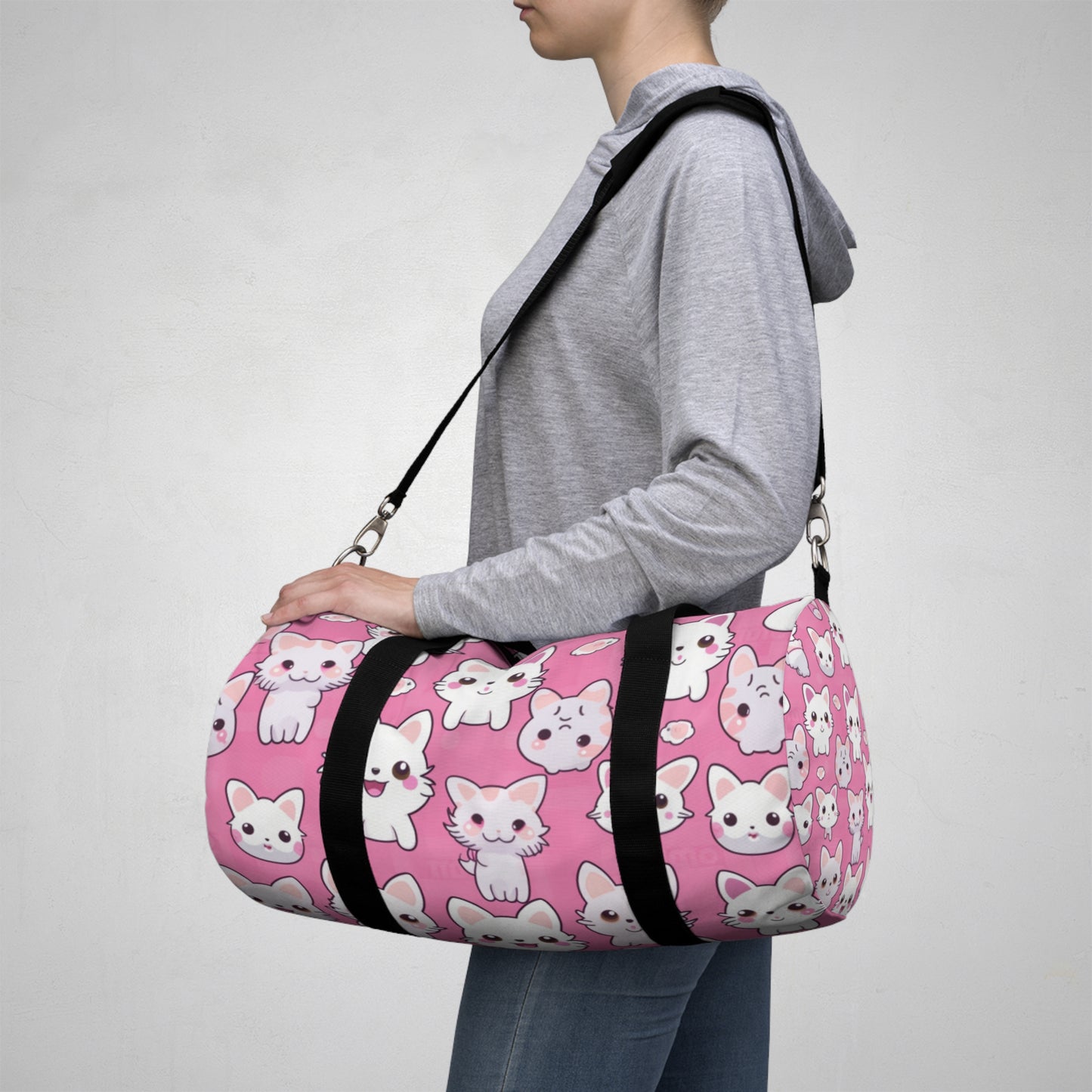 Cartoon Anime Kitten, Cat, Kitty - Cute and Colorful - Duffel Bag