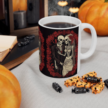 Halloween Wedding Bride & Groom Love - Holiday Festive - Ceramic Mug 11oz