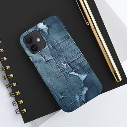 Distressed Blue Denim-Look: Edgy, Torn Fabric Design - Tough Phone Cases