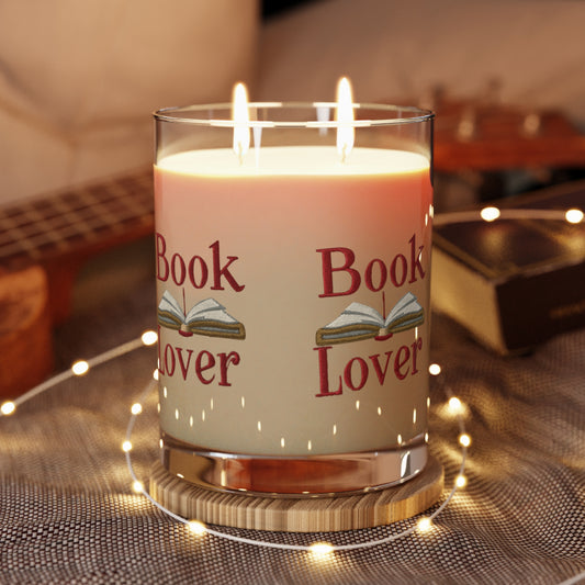 Open Book Embroidery Art: Book Lover Text for Avid Readers - Scented Candle - Full Glass, 11oz