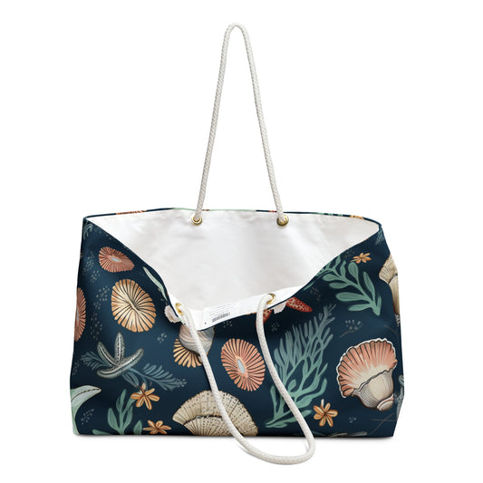 Seashells & Starfish Marine-Inspired Pattern Weekender Bag