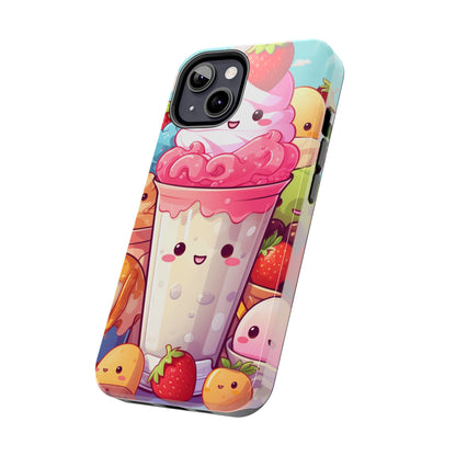 Strawberry Japan Milkshake - Kawaii Dessert Delight - Sweet Berry Anime Character - Tough Phone Cases