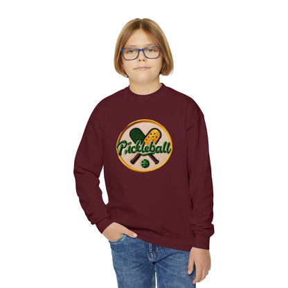 Pickleball Chenille Patch - Youth Crewneck Sweatshirt