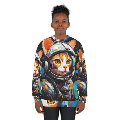 Astro Cat Adventure Feline - Pop Art, flotando en el espacio cósmico - Sudadera unisex (AOP) 