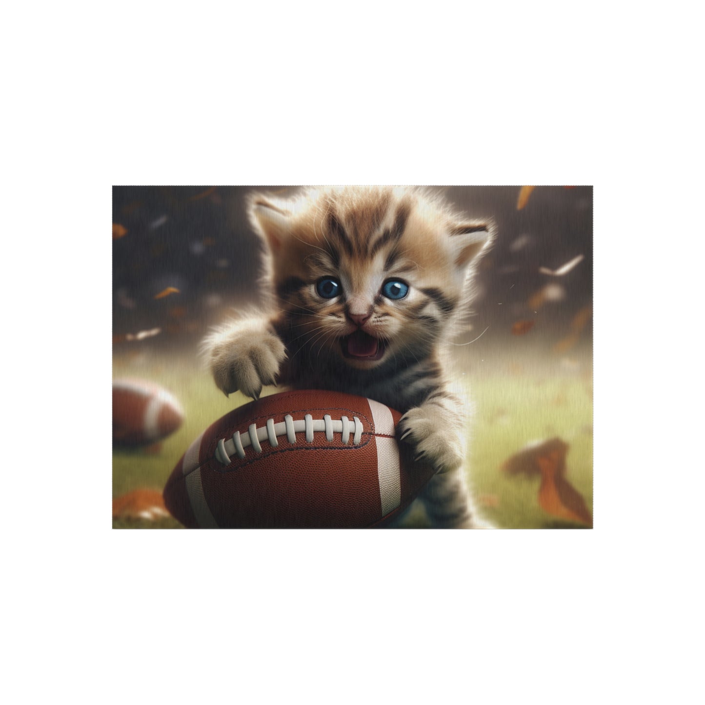 Football Kitten Touchdown: Tabby's Winning Play Sport Game - Outdoor Rug