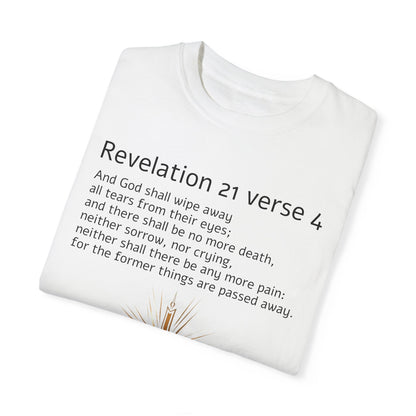 Revelation 21 Verse 4, Christian Gift, Unisex Garment-Dyed T-shirt