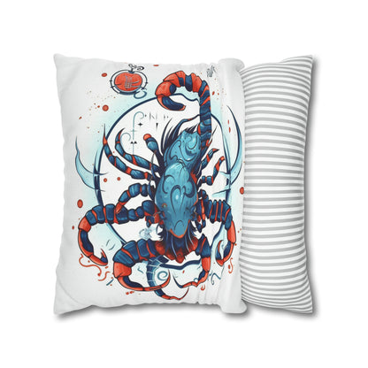 Cute Scorpio Zodiac Sign - Big Claws, Long Tail Cosmic Astrology Symbol - Spun Polyester Square Pillow Case