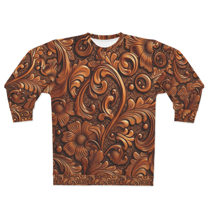 Flor de cuero Coñac Clásico Marrón Diseño de vaquero americano atemporal - Sudadera unisex (AOP) 