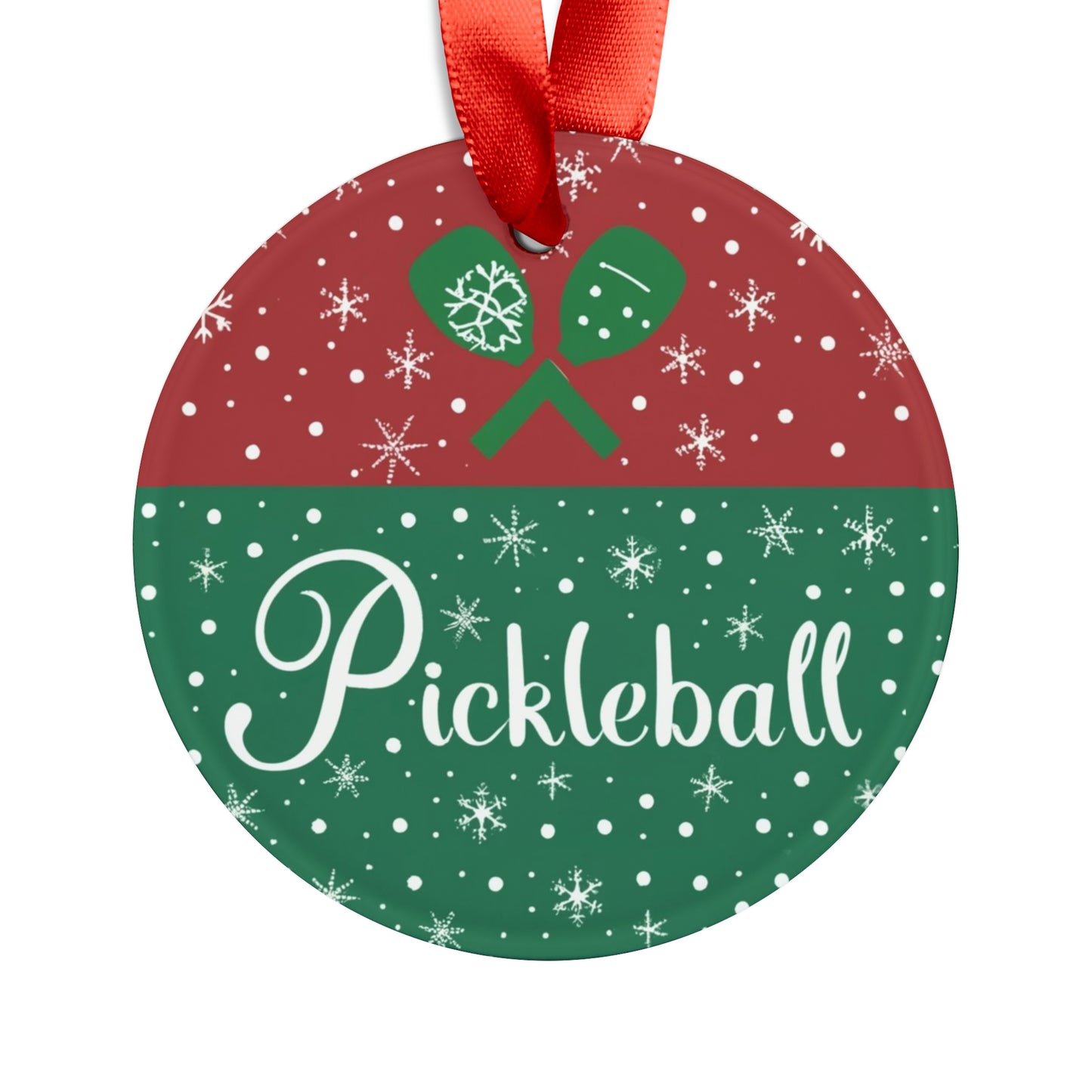 Pickleball Winter - Christmas Special - Acrylic Ornament with Ribbon