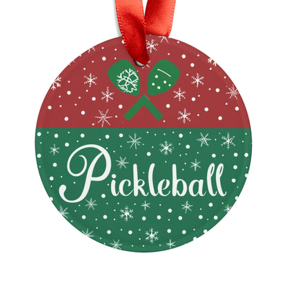 Pickleball Winter - Christmas Special - Acrylic Ornament with Ribbon