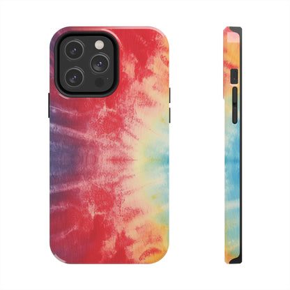 Rainbow Tie-Dye Denim: Vibrant Multi-Color, Fabric Design Spectacle - Tough Phone Cases