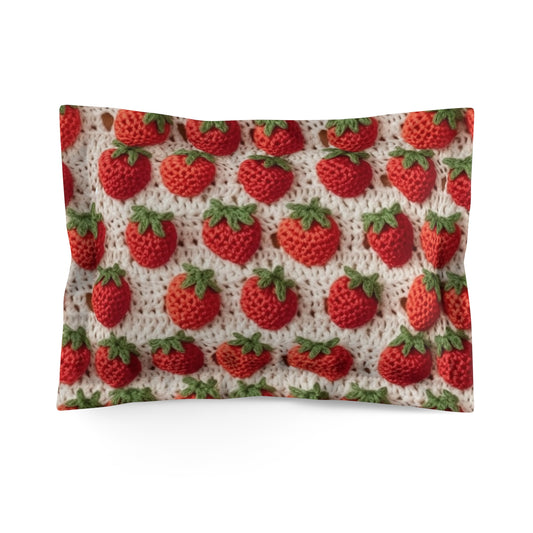 Fresa japonesa tradicional, artesanía de ganchillo, diseño de frutas, patrón de bayas rojas - Funda de almohada de microfibra 