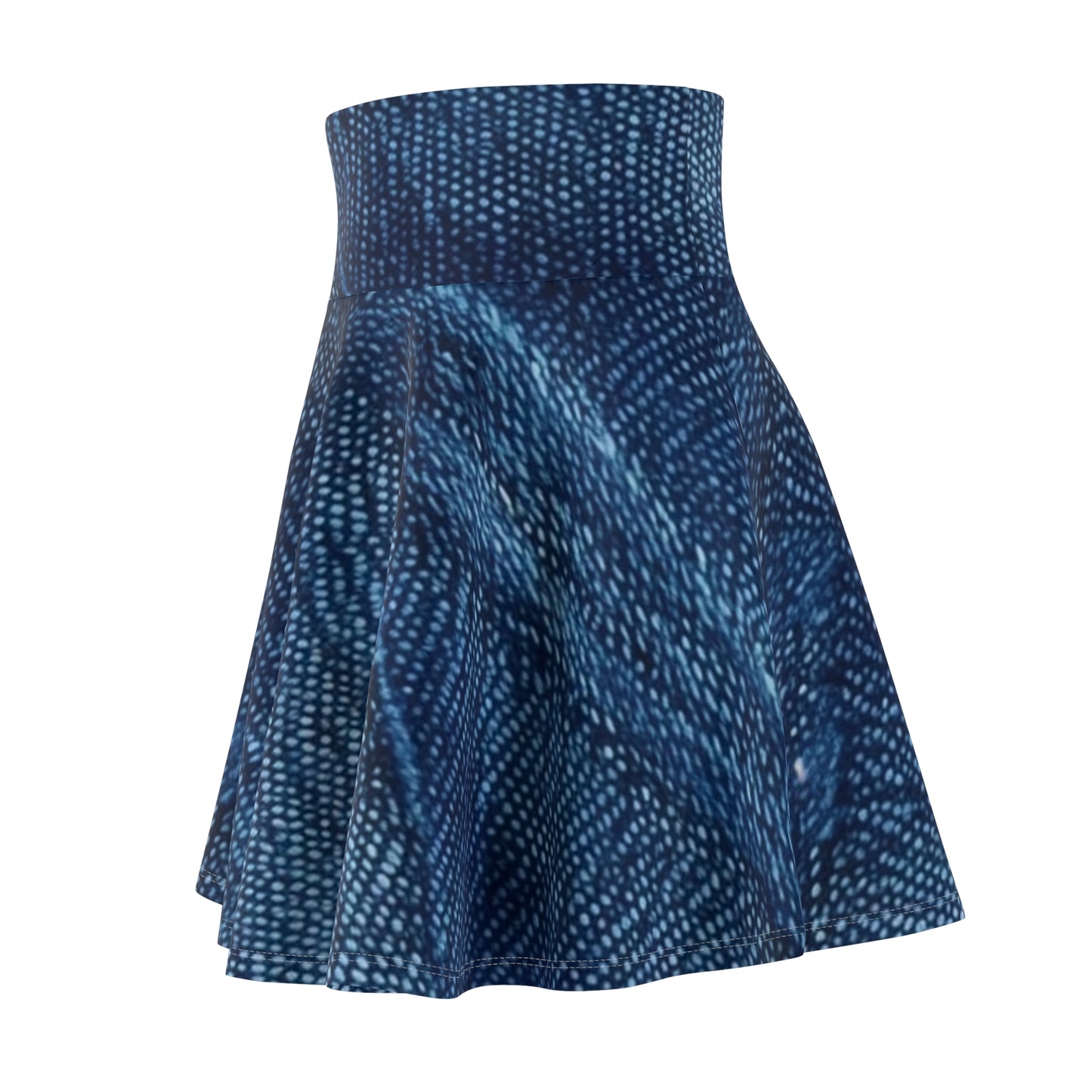 Dark Blue: Distressed Denim-Inspired Fabric Design - Women's Skater Skirt (AOP)