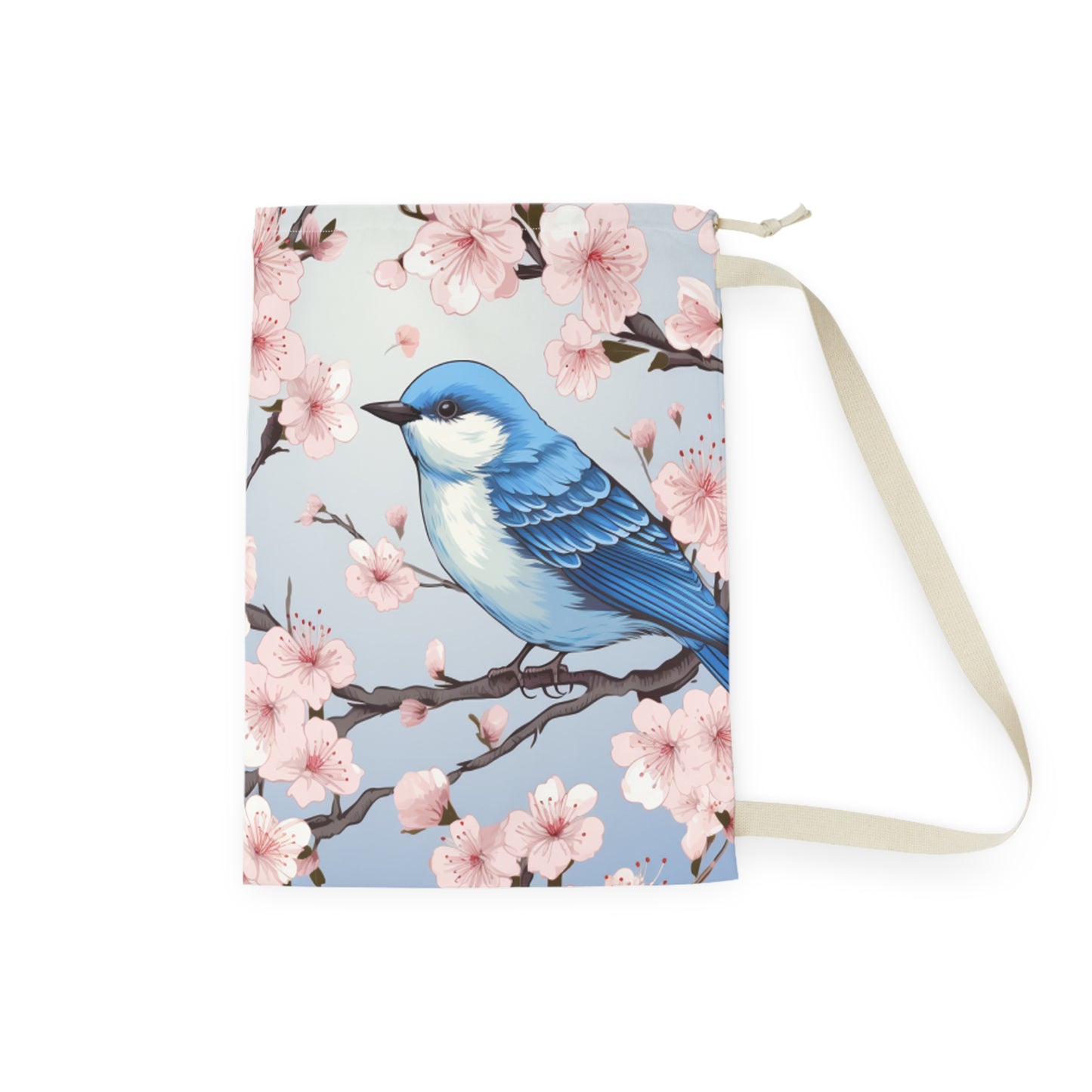 Cherry Blossom Tree Blue Bird Laundry Bag