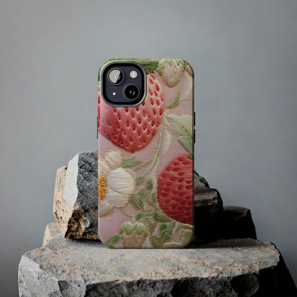 Red Berry Strawberries - Embroid Fruit - Healthy Crop Feast Food Design - Tough Phone Cases