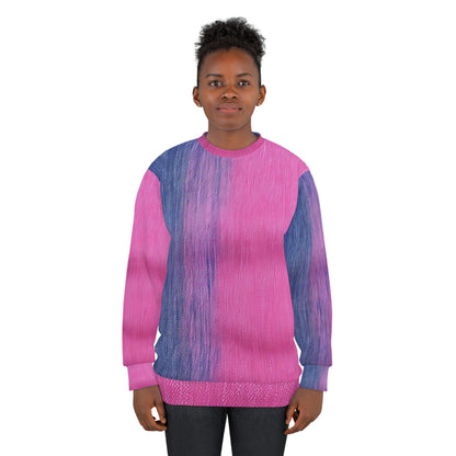 Dual Delight: Half-and-Half Pink & Blue Denim Daydream - Unisex Sweatshirt (AOP)