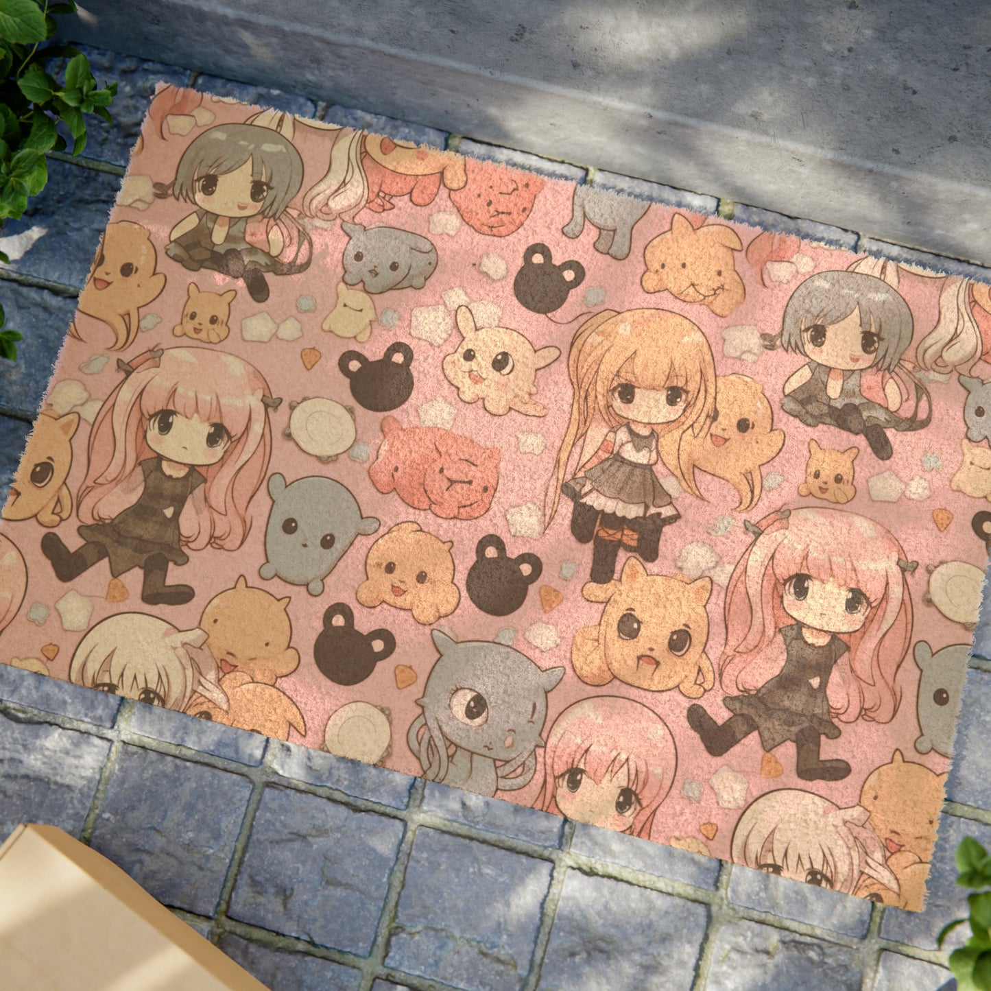 Kawaii Anime Girls: Cute and Adorable Manga Inspired Design - Door Coir Mat