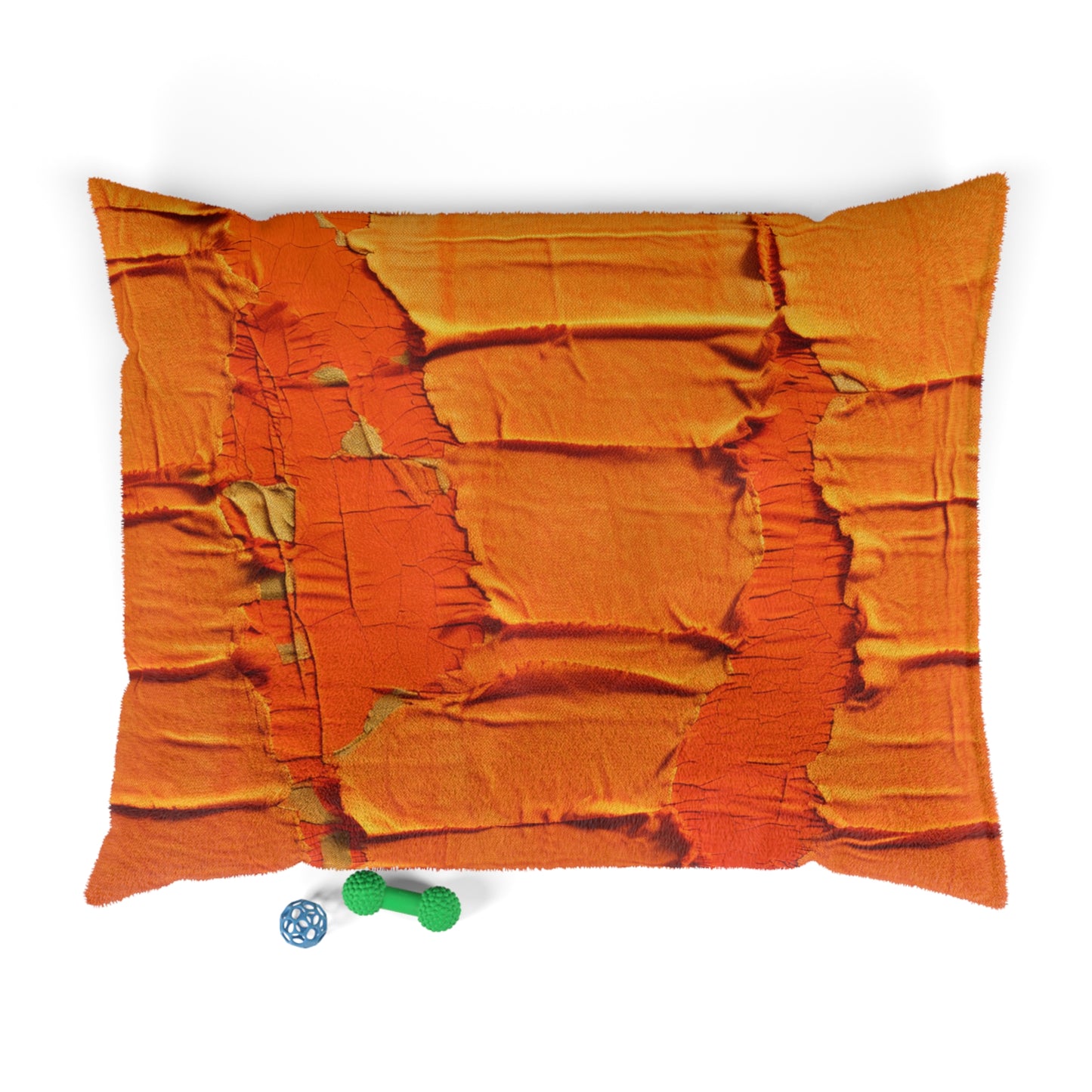 Fiery Citrus Orange: Edgy Distressed, Denim-Inspired Fabric - Dog & Pet Bed