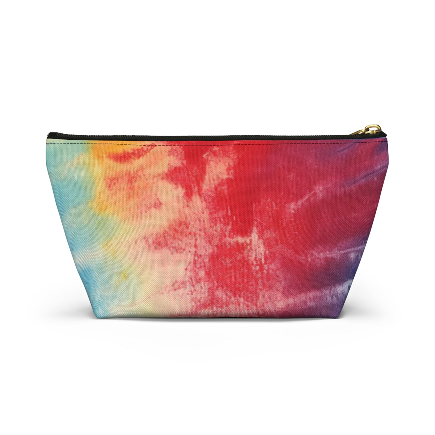 Rainbow Tie-Dye Denim: Vibrant Multi-Color, Fabric Design Spectacle - Accessory Pouch w T-bottom