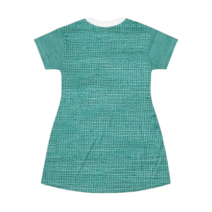 Quality Mint Turquoise Denim Fabric Deisgn, Stylish Material - T-Shirt Dress (AOP)