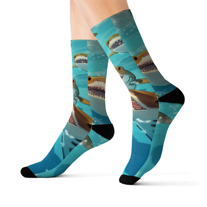 Tiger Shark: Ocean Marine Wildlife - Underwater - Sublimation Socks