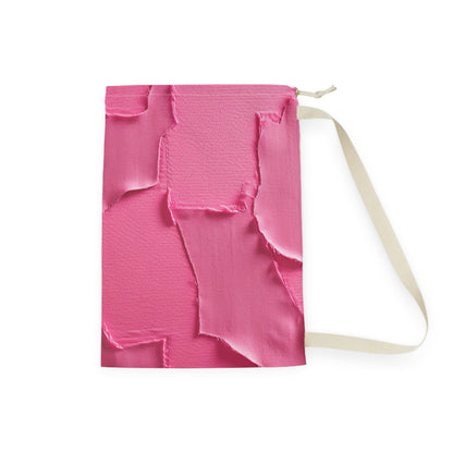 Distressed Neon Pink: Edgy, Ripped Denim-Inspired Doll Fabric - Laundry Bag