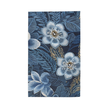 Flower Blossom Embroidery Floral on Denim Style - Dobby Rug