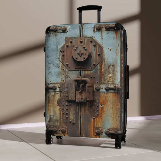 Industrial Strength Iron Door, Corroded Metal with Secure Bolted Lock - Suitcase