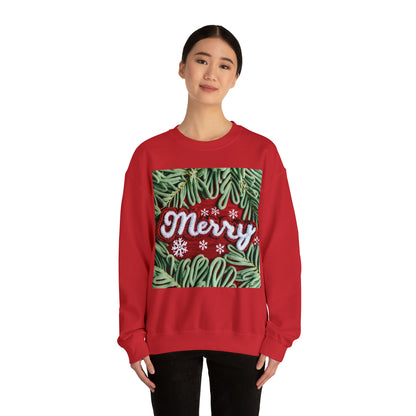 Chenille Patch Festive Christmas Crewneck, Holiday Shirts, Merry Christmas Pullover, Trendy Winter Jumper