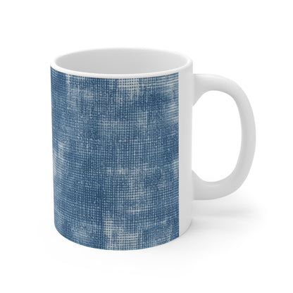 Faded Blue Washed-Out: Denim-Inspired, Style Fabric - Ceramic Mug 11oz