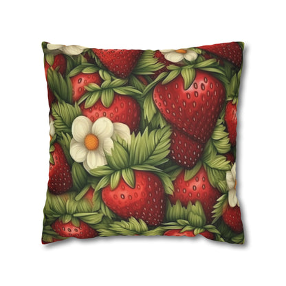 Strawberry Euphoria: The Ultimate Guide to Celebrating Life's Sweetest BerrySpun Polyester Square Pillow Case