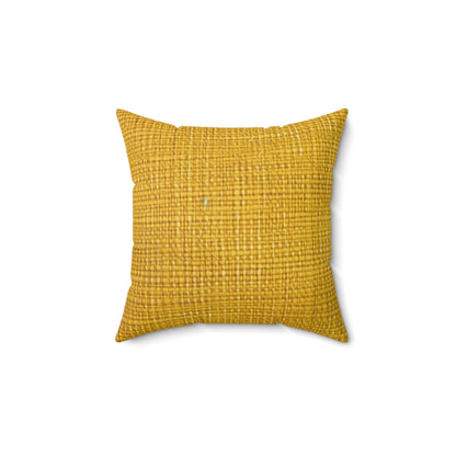 Radiant Sunny Yellow: Denim-Inspired Summer Fabric - Spun Polyester Square Pillow