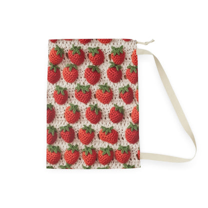 Strawberry Traditional Japanese, Crochet Craft, Fruit Design, Red Berry Pattern - Laundry Bag