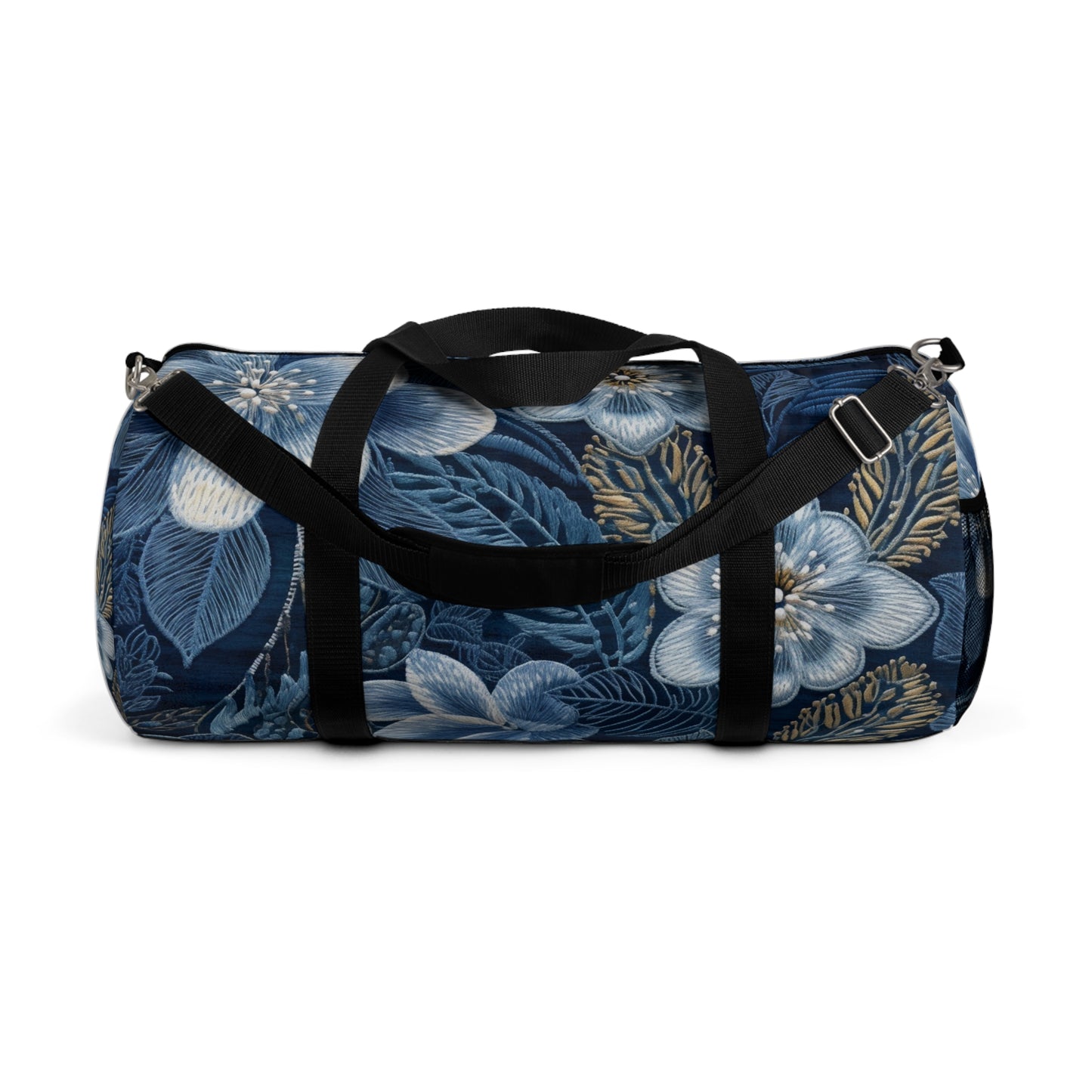 Flower Blossom Embroidery Floral on Denim Style - Duffel Bag