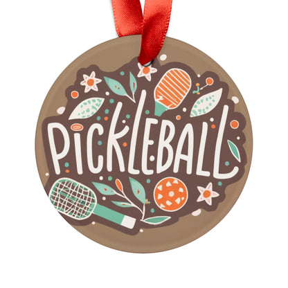 Pickleball Boho Graphic - Sport Gift - Acrylic Ornament with Ribbon