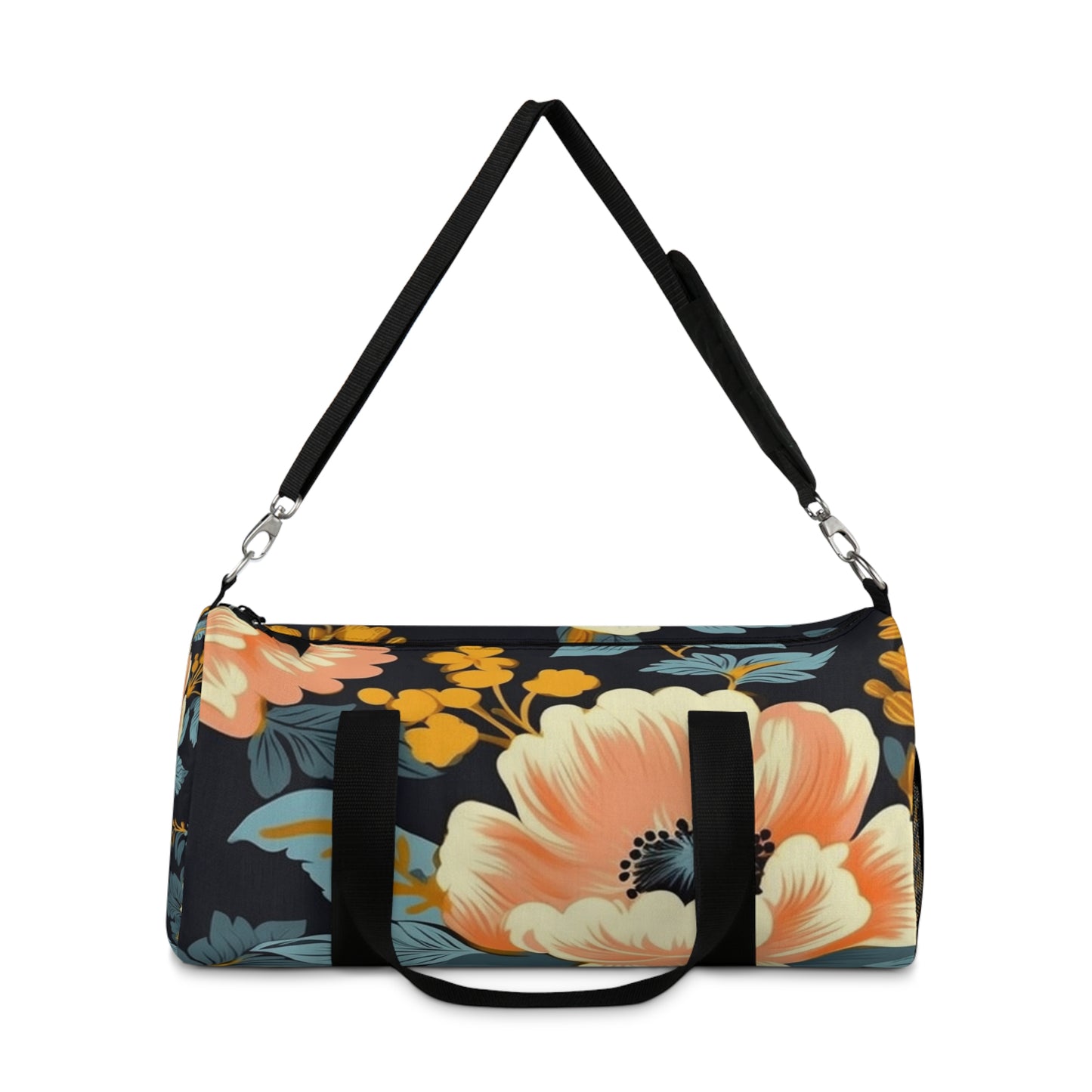 Vintage 50s 60s Inspired High-Waisted Floral Pattern Duffel Bag